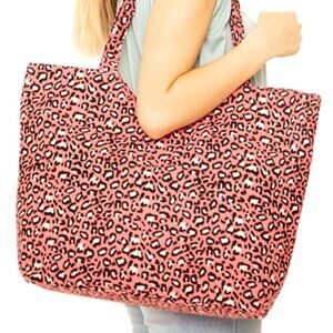 Pink Leopard Print Tote Bag/Animal Print  - XL- Overnight Bag - NWT